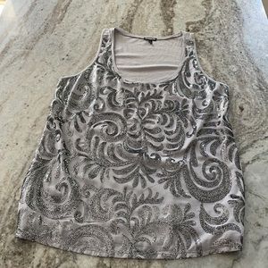 Gray Express top with silver sequin detail